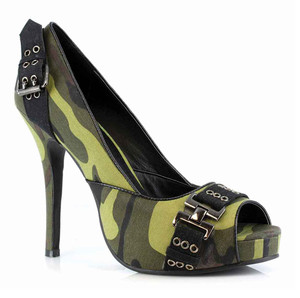 423-PFC * 4 Inch High Heel Camo Peep Toe Pump By Ellie Shoes