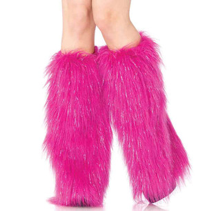 LA-3923, Pink Furry Boot cover with Silver