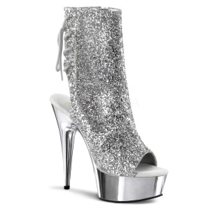 Delight-1018G, 6 inch stiletto heel with 1.75 inch platform * Made by PLEASER Shoes silver