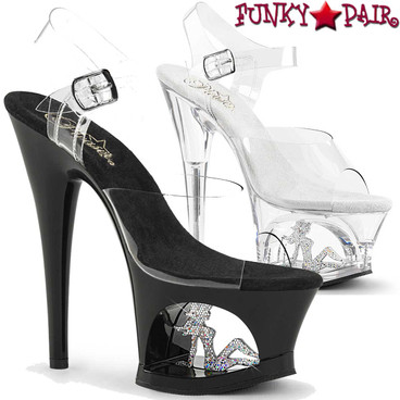 Pleaser Moon-708TG, 7" Platform Sandal with Trucker Girl Pleaser Moon-708TG, 7" Platform Sandal with Trucker Girl