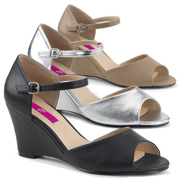 3" Heel Wedge Ankle Strap Sandal Pink Label | Kimberly-05,