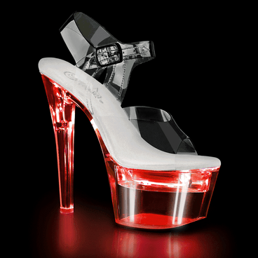 Pleaser Flashdance-708, 7 Inch Clear Stripper Lite-Up Platform by Pleaser Pleaser Flashdance-708, 7 Inch Clear Stripper Lite-Up Platform by Pleaser
