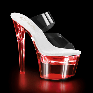 Flashdance-702, 7 Inch High Heel Double Band Mule with Lite-Up Platform by Pleaser Flashdance-702, 7 Inch High Heel Double Band Mule with Lite-Up Platform by Pleaser