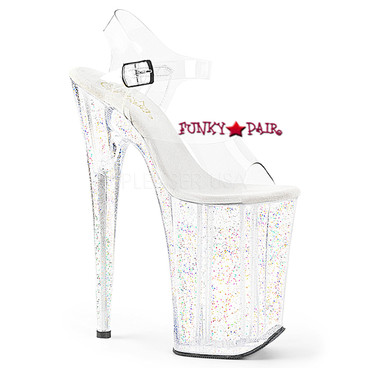 Pleaser | Infinity-908MG, Ankle Strap Platform Sandal with Glitters