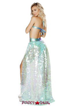 Roma | R- 3568, Rave Iridescent sequin open front skirt. back view Roma | R- 3568, Rave Iridescent sequin open front skirt. back view