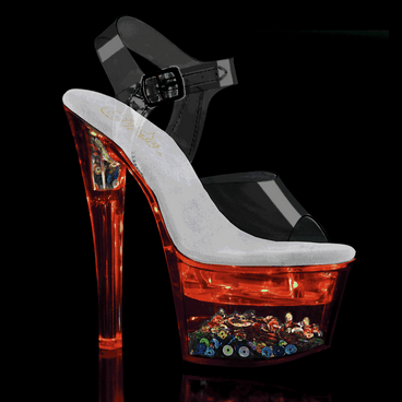 Pleaser Flashdance-708SQ, Ankle Strap Sandal with Sequin and Light-up Platform by Pleaser Pleaser Flashdance-708SQ, Ankle Strap Sandal with Sequin and Light-up Platform by Pleaser