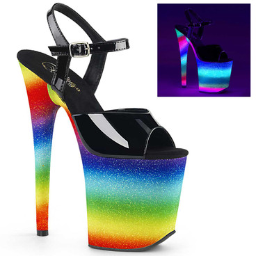 Exotic Dancer Shoes | Flamingo-809WR, Rainbow Glitter Platform Sandal Exotic Dancer Shoes | Flamingo-809WR, Rainbow Glitter Platform Sandal