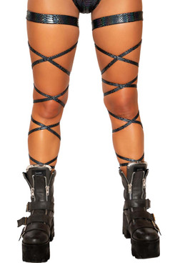 Black SNAKE SKIN LEG STRAP WITH ATTACHED GARTER| Roma R-3686