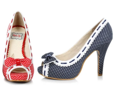 Bettie Page BP412-Amelie Polka Dot Peep-Toe Pump