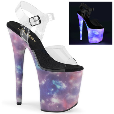 Flamingo-808REFL, Platform Sandal with Galaxy Effect by Pleaser Shoes