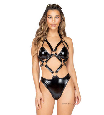 R-3892, LATEX HOLSTER ROMPER by Roma Costume