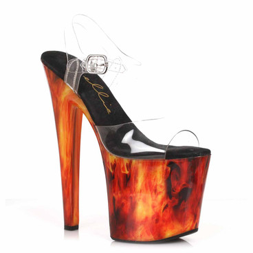 821-FIERY, 8" Red Heel Sandal By Ellie Shoes