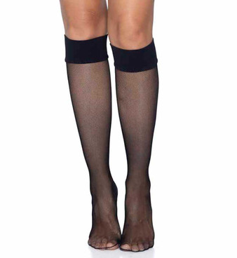New Music Legs 5752 Opaque Knee High Socks With Ruffle Lace Trim 