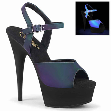 DELIGHT-609REFL, 6" Reflective Ankle Strap Sandal By Pleaser USA