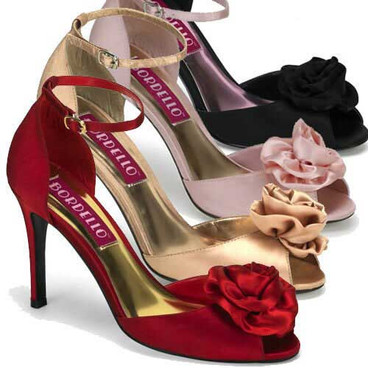 Rosa-02, 3.75 Inch Heel Peep Toe Sandal with Rose Made By Bordello