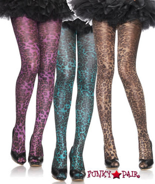 7451, Shimmer Opaque leopard Print Tights