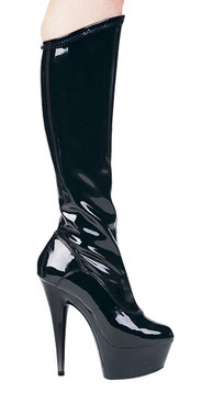 609-Emma, 6 Inch Platform Boots with Zippers * Made by ELLIE Shoes Black Patent 609-Emma, 6 Inch Platform Boots with Zippers * Made by ELLIE Shoes Black Patent