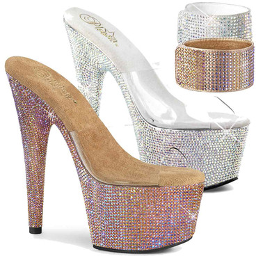 Pleaser | Bejeweled-712RS, 7 Inch Ankle Cuff Rhinestones Platform Shoes