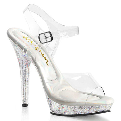 Lip-108MG, 5 Inch Heel Ankle Strap with Mini Glitters By Fabulicious