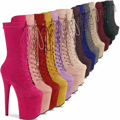Flamingo-1050FS Mid-Calf Suede Boots by Pleaser