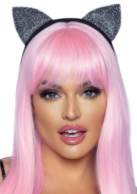 LA2771, Silver Glitter Cat Ear Headband