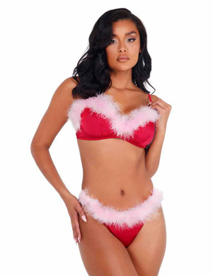 LI426, Marabou Satin Bra Set by Roma