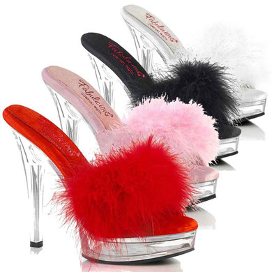 MAJESTY-501F-8, 5" Comfort Width Marabou Slipper by Fabulicious