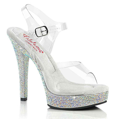 MAJESTY-508DM, 5" Rhinestones Encrusted Platform By Fabulicious