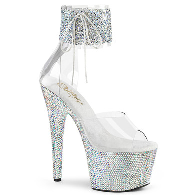 BEJEWELED-724RS-02, 7" Rhinestones Ankle Cuff Sandal By Pleaser