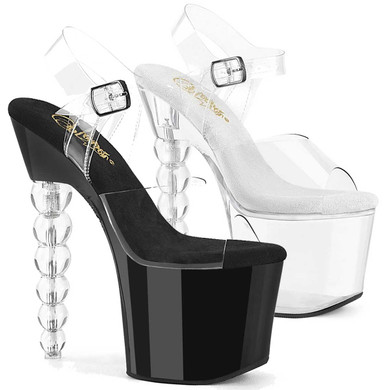 Bliss-708, 7" Stacked Bead Heel Platform Ankle Strap Sandal By Pleaser