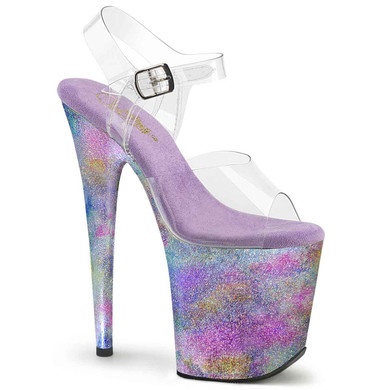 FLAMINGO-808NEB, 8 Inch Glittery Metallic Nebula Print Platform Sandal By Pleaser USA