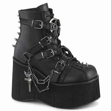 KERA-68, 4.5 Inch Platform Ankle Boots with Harness Strap By Demonia