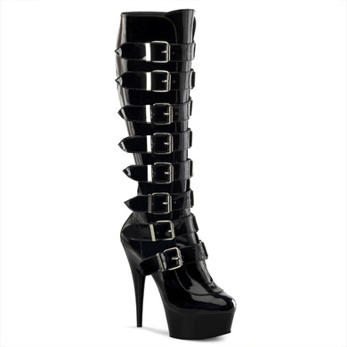 Buckles Platform Knee High Boots Pleaser | DELIGHT-2049