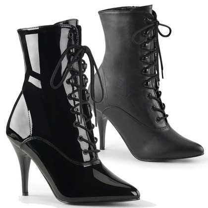 Vanity-1020, 4 Inch Heel Lace-up Ankle Boots with Zipper by Pleaser