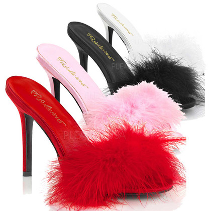 Classique-01F, 4 Inch Heel Marabou Slipper