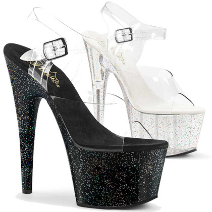 Adore-708MG, 7 Inch Ankle Strap Sandal with Mini Glitters by Pleaser