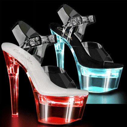 Flashdance-708, 7" LED Lite-Up Ankle Strap Platform by Pleaser