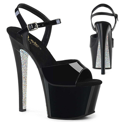 Sky-309CRS, Rhinestones Platform Ankle Strap Sandal By Pleaser