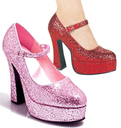 5 Inch Glitter Mary jane Shoes | Ellie Shoes 557-Eden-G color available: red glitter, pink glitter