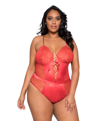 Plus Size Lingerie | LI292X, Satin and Lace Teddy