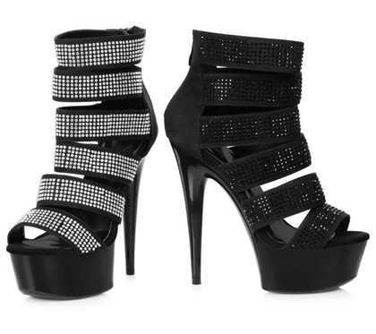 Ellie Shoes | 609-Megan, 6" Multi-Straps Rhinestones Sandal