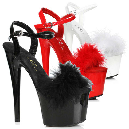 Ellie Shoes | 709-Whitney, 7 Inch Marabou Feather Platform Sandal