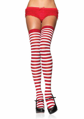 Red/White Striped Nylon Colored Stockings