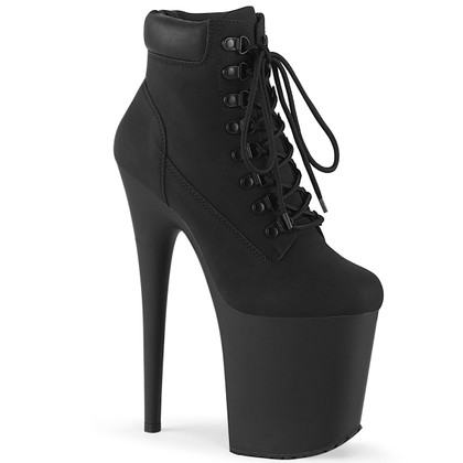 Flamingo-800TL-02, Lace-up Black Ankle Booties by Pleaser