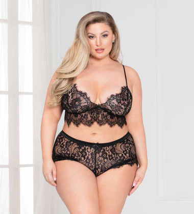 STM-11127X, Plus size Lace Bralette Set by Seven Till Midnight