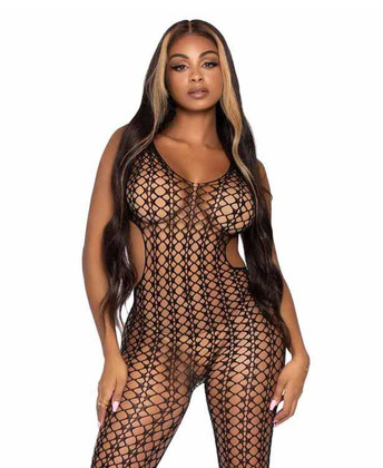 LA89277, Lattice Net Footless Body stocking By Leg Avenue