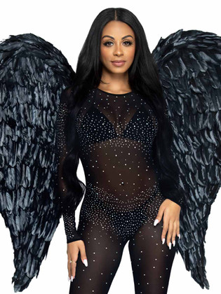 A2887, Black Deluxe Feather Wings by Leg Avenue