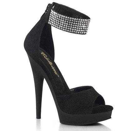 SULTRY-625, 6" Open Toe D'Orsay Sandal With Rhinestone Ankle Strap By Fabulicious