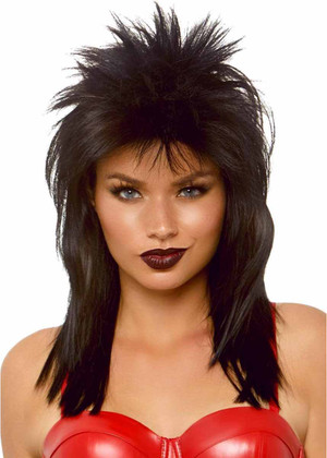 A2862, 21" Unisex rockstar Black wig By Leg Avenue