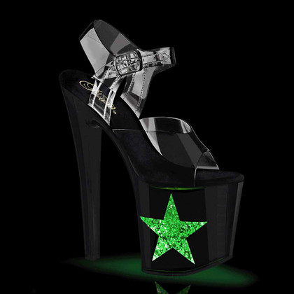 Enchant-708LT-Star, 8" Sandal with Light-up Star on Platform By Pleaser USA